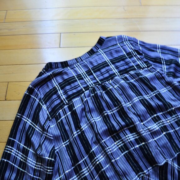 Lane Bryant Plaid Metallic Button Tunic Black 18/20 - Picture 10 of 12